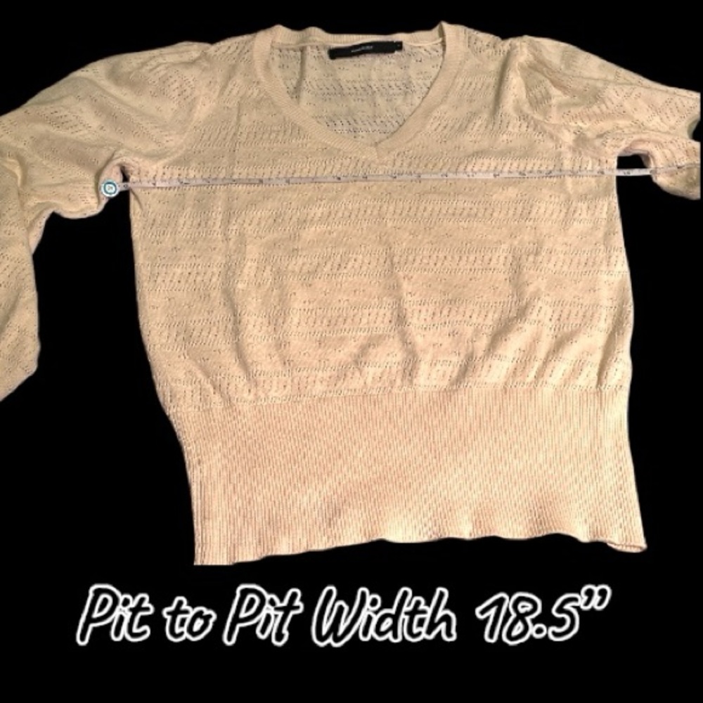 EUC (never worn) VERO MODA V-Neck Crotchet Sweater in Cream. Size Medium - Picture 4 of 7